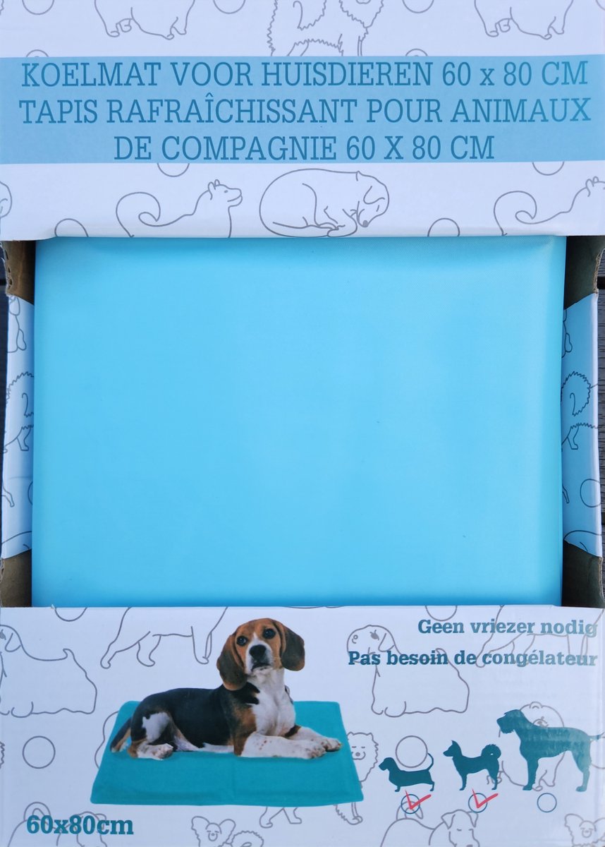 Koelmat voor huisdieren - 60x80 cm - zelf koelend - blauw