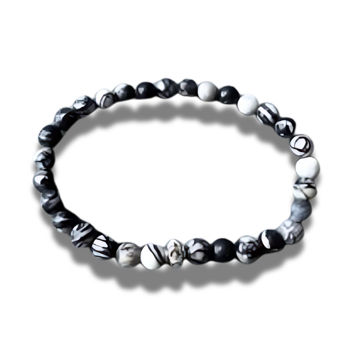 Armband - natuursteen - Jaspis - zilverkleurig element - 6 mm 18 cm