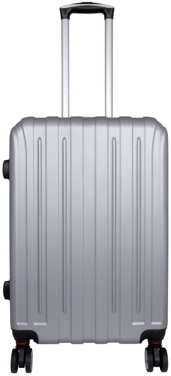 Koffer Dallas maat M - Reiskoffer met cijferslot en op 4 dubbele zwenkwielen - Stevig ABS - 66 Liter - Zilver Grijs - ca 66x44x25 cm
