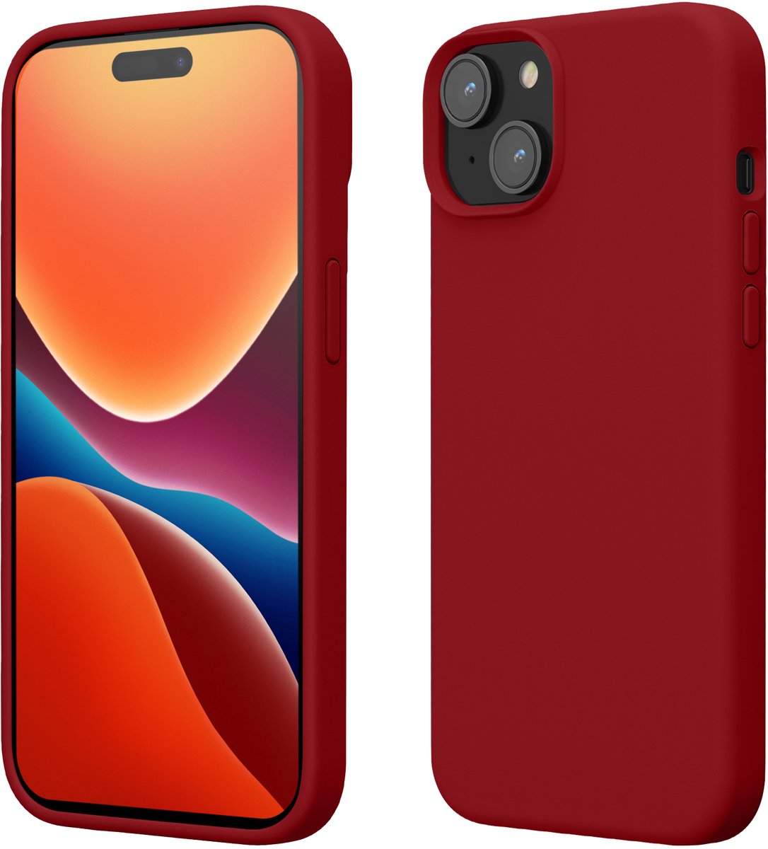 kwmobile Case voor iPhone 15 - Slank TPU-Hoesje met Zachte Afwerking - In rabarber rood