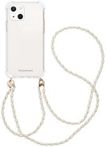 imoshion Hoesje - Geschikt voor iPhone 13 - Backcover met koord + armband - Parels - Transparant