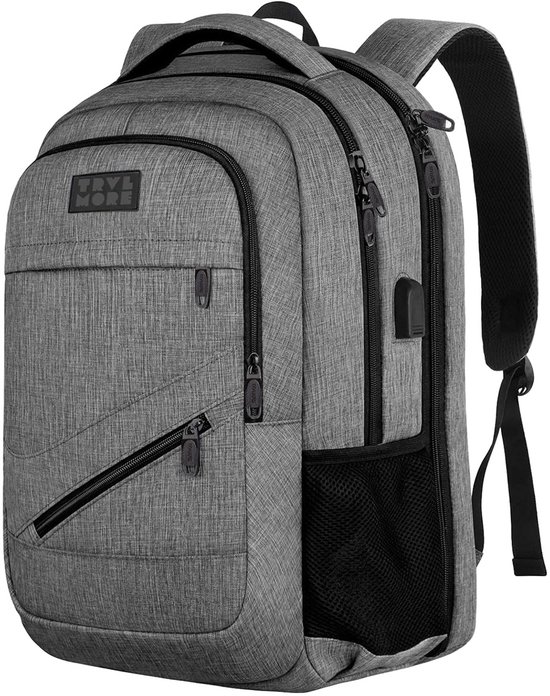 TRVLMORE Rugzak - 36L - 17 inch - Laptop Rugtas - Schooltas - Heren en Dames - Spatwaterdicht - Levenslange Garantie - Grijs