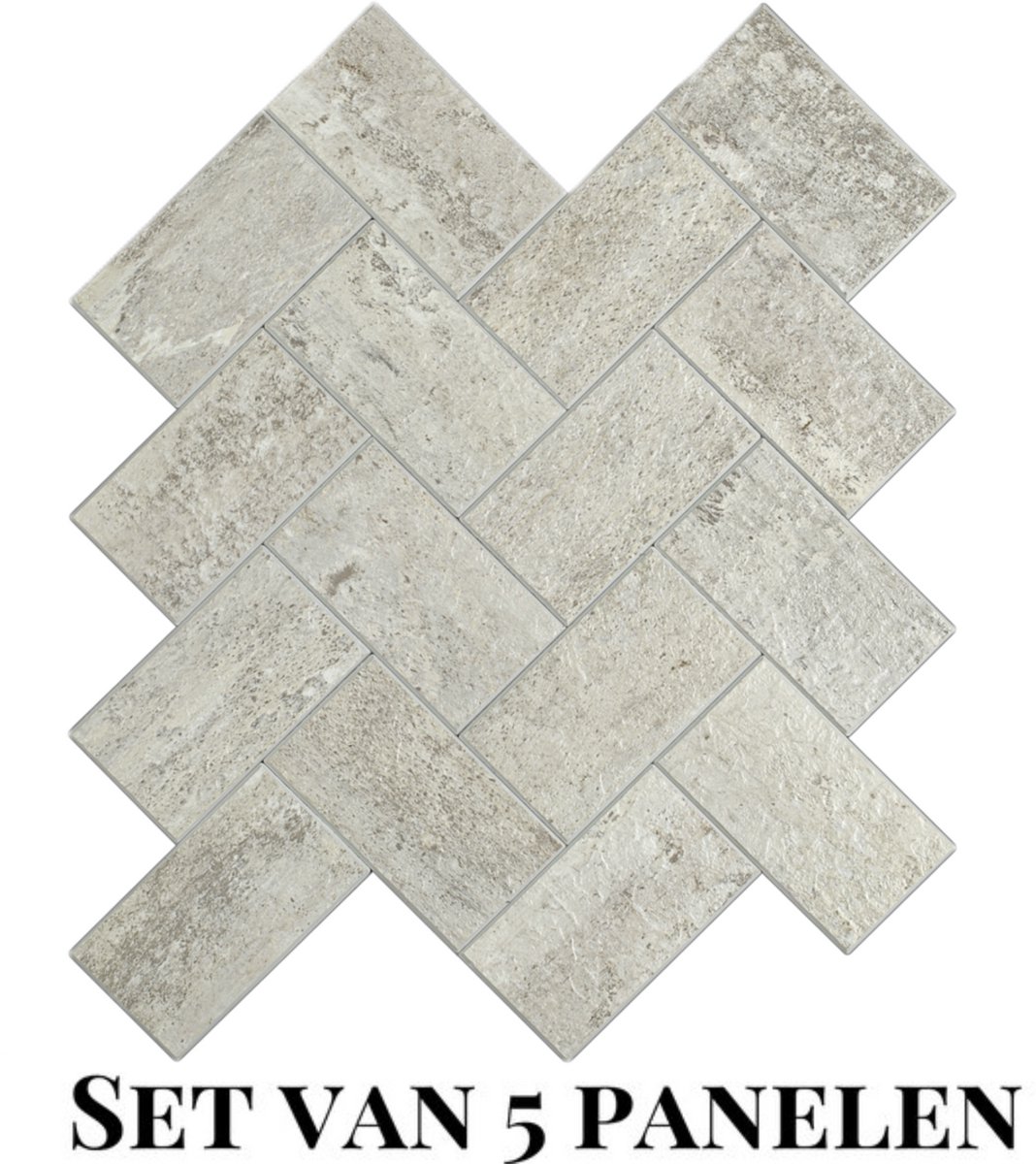 Wallways Wandpanelen - Plaktegels - Set van 5 Tegels - Tegelsticker - Zelfklevende Tegels - 4MM dik - Aluminium toplaag - Waterdicht - Krasbestendig - Hittebestendig - 3M Kleeflaag - Visgraat Taupe Stone