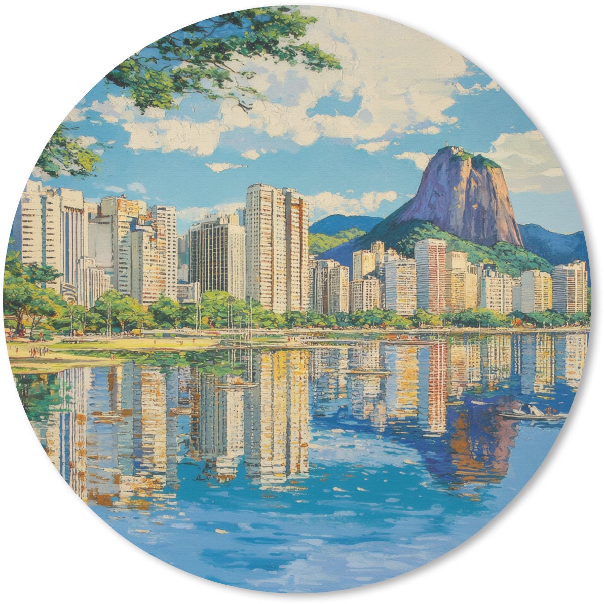 Muismat rond 50x50 cm - Mousepad Berg - Skyline - Strand - Water - Ronde muismatten