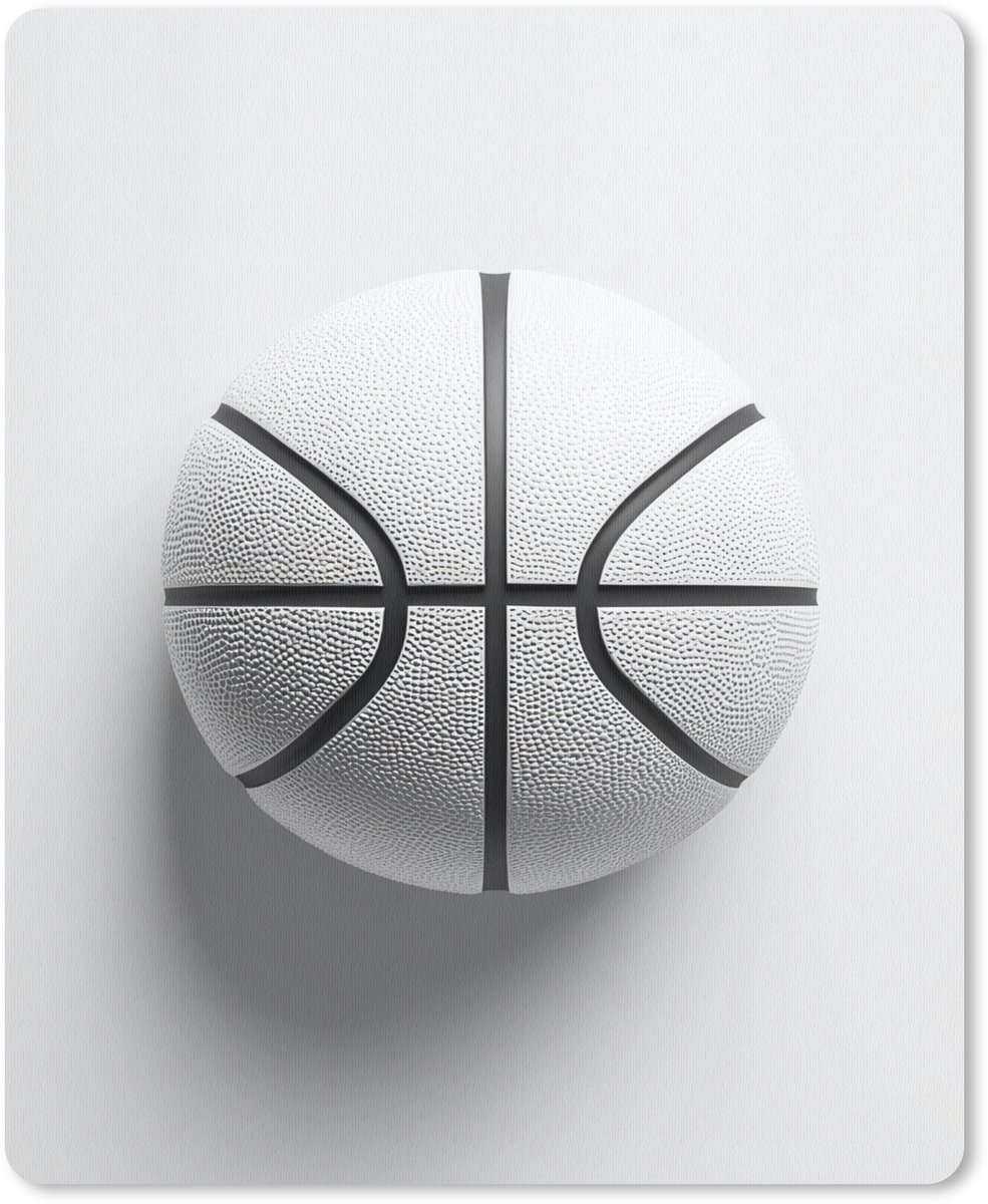Muismat 19x23 cm - Mousepad Basketbal - Wit - Schaduw - Lijnen - Muismatten