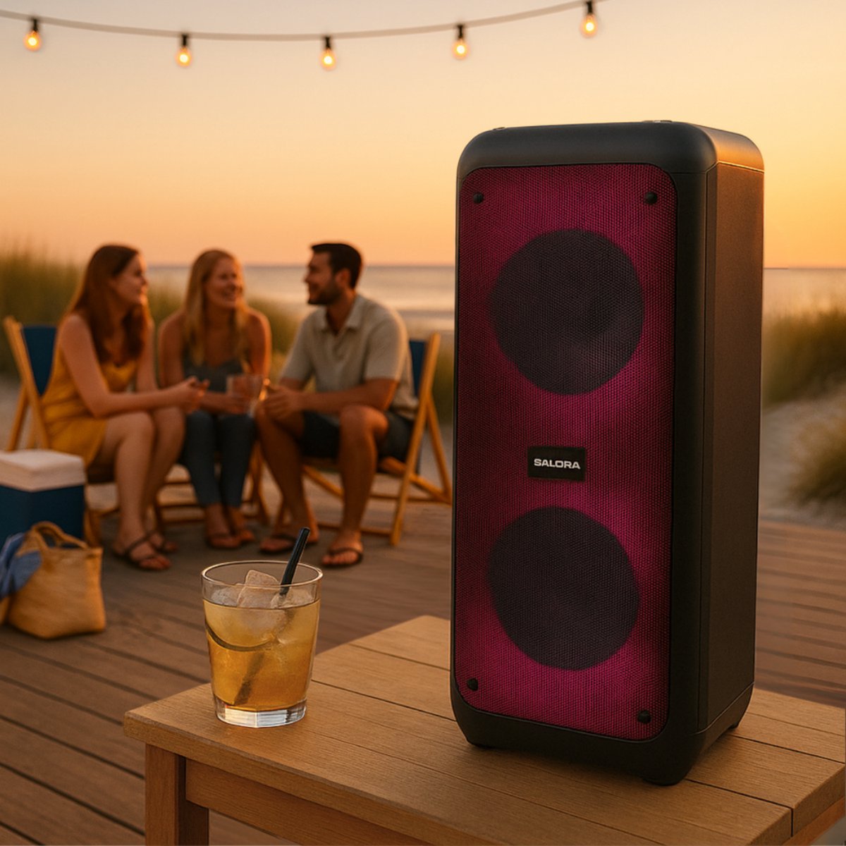 Salora PARTYBOX500 - Party Speaker - Box - Partybox - Boombox - 500 watt - LED verlichting – foto 4