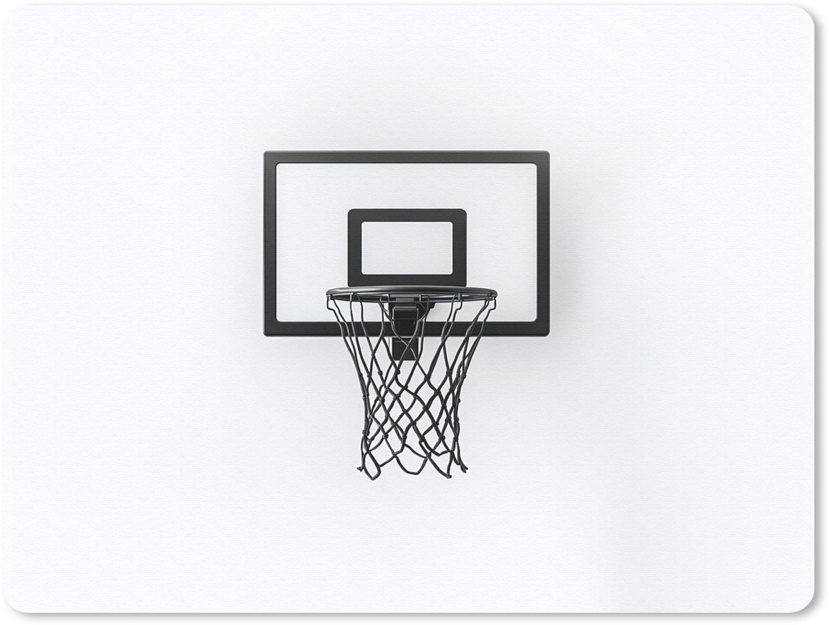 Muismat 23x19 cm - Mousepad Basketbalbord - Minimalistisch - Zwart - Muismatten