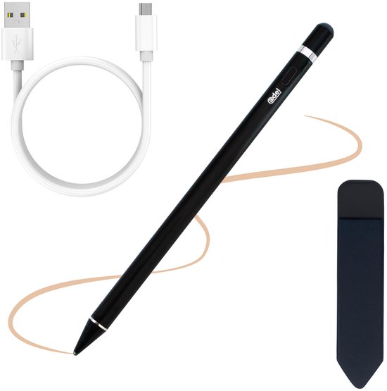 Stylet universel ADEL avec une précision parfaite pour tablette et smartphone - Stylet rechargeable - Stylets pour écran tactile - Testé et adapté pour iPad, iPhone, Samsung, LG, Google Pixel et Xiaomi - Zwart