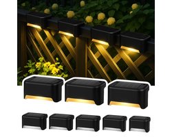 Zelfklevende Zonnelampen - Buitenverlichting Solar - Zelfklevend - Zonne - Zonne Energie Buitenverlichting - Solar Tuinverlichting - Hanglamp Buiten - Muurverlichting - Padverlichting - Ambiance Verlichting Buiten Trap - 4 STUKS - Warm Licht - Zwart