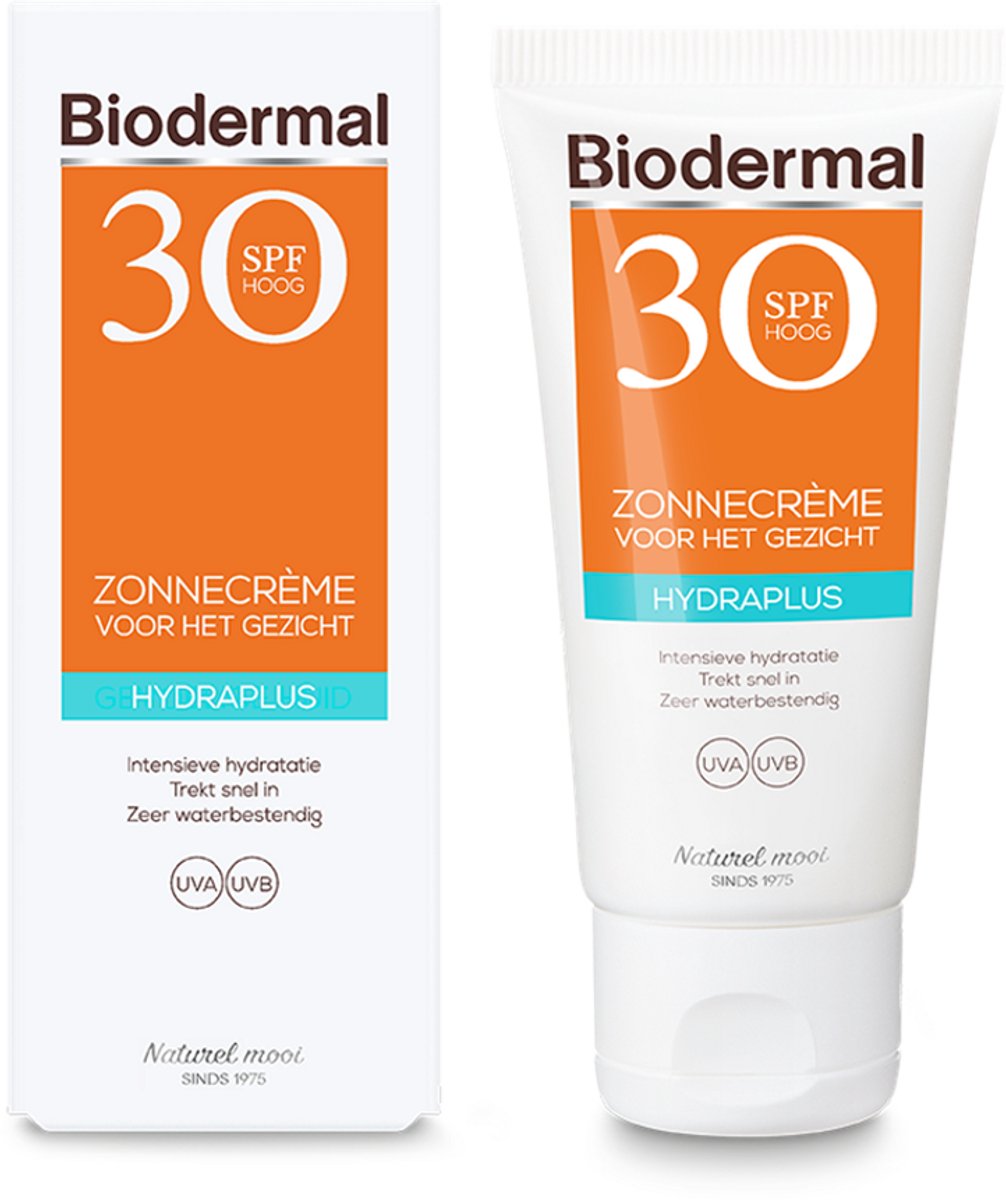 Bol.com Biodermal Zonnecrème voor gezicht SPF 30, 50 ml - Zonnebrand Hydraplus voor het gezicht met UVA/UVB, Intensieve hydratat... aanbieding