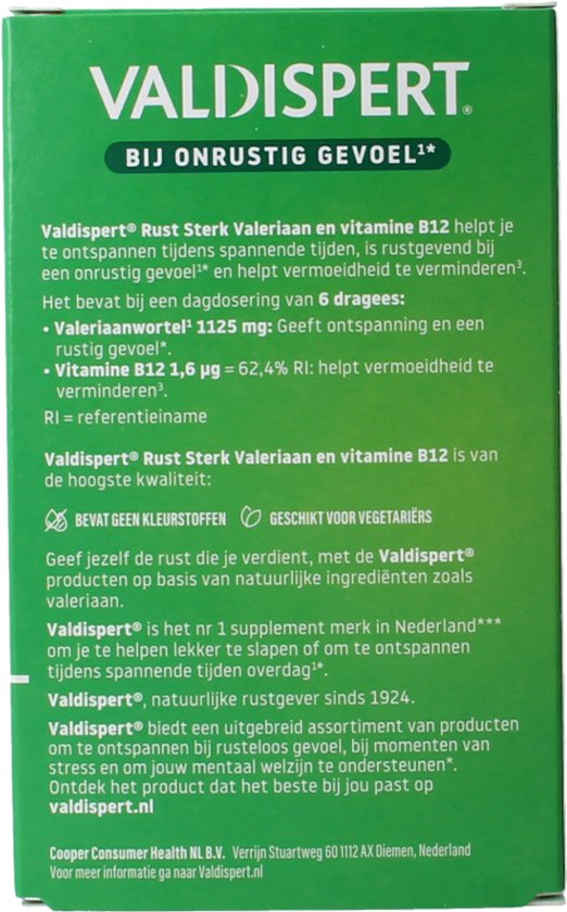 Valdispert Rust Sterk - Natuurlijk voedingssupplement met Valeriaanwortel voor rust & ontspanning* en vitamine B12- 50 tabletten