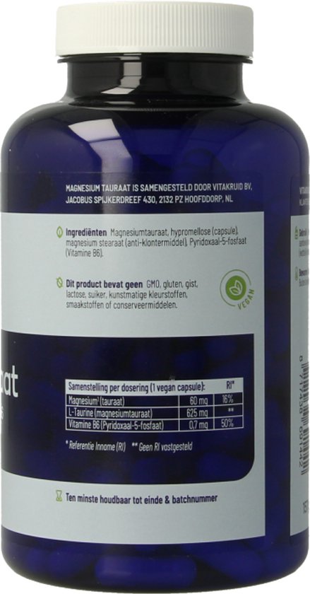 Vitakruid - Magnesium tauraat met P-5-P - 180 Vegetarische capsules