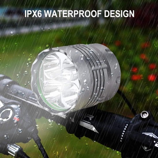 Fietslamp - fietslamp voorlicht - koplamp - fiets voorlicht - 6000 lumen - 5 LED-fietslamp - waterdichte mountainbikekoplamp - Oplaadbare batterij — afbeelding 3