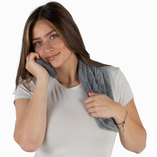 Chillaxy - Coussin aux noyaux de cerise - Sachet de noyaux pour micro-ondes - Coussin chauffant gris - Sac de noyaux - Coussin chauffant au parfum de lavande - Pour le cou et la tête