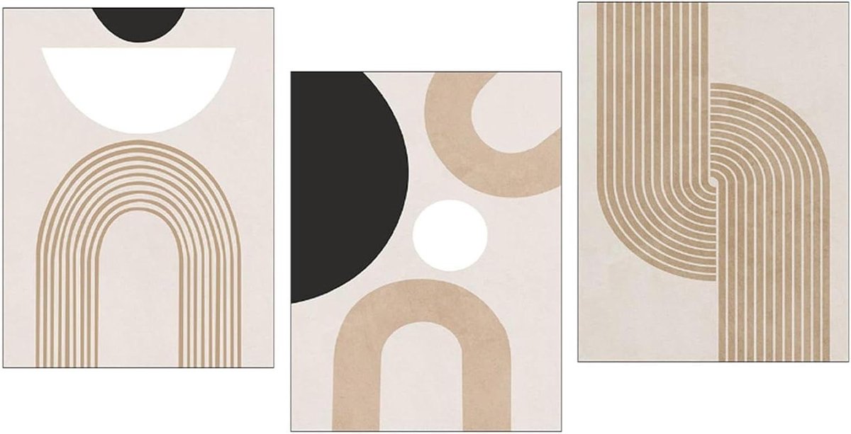 JGS Premium - Modern Abstract Bohemian Wanddecoratie Set - 3 stuks Canvas (30x40cm) - Voor Woonkamer, Slaapkamer & Bureau - Trendy Boho Styling met Gemak!