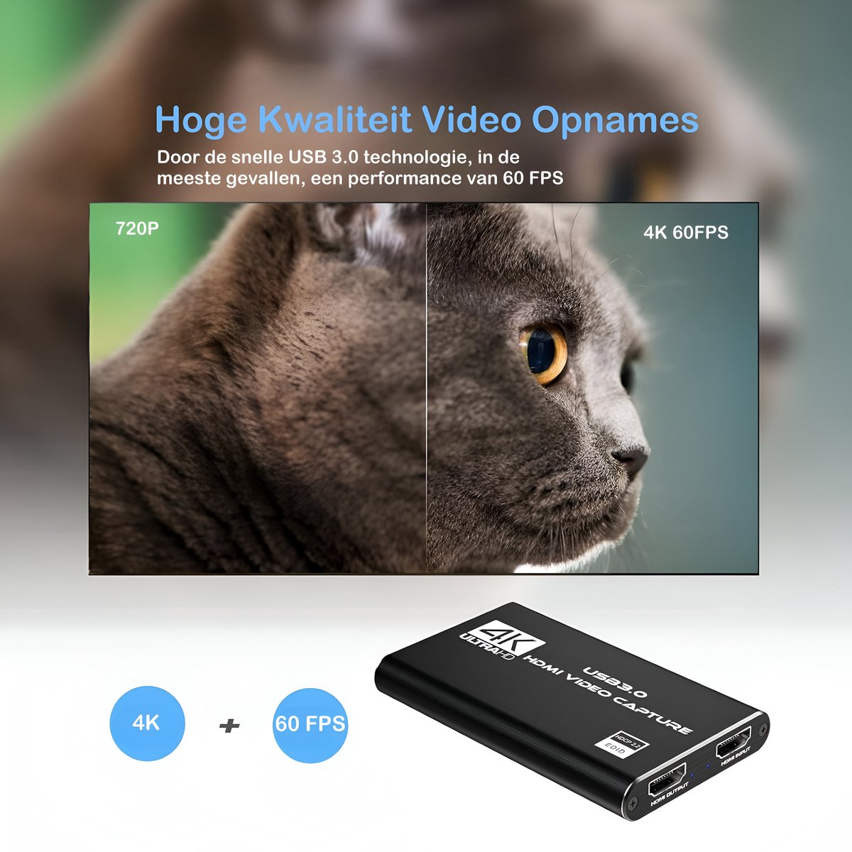 Daroyx® VCC4K Pro Video Capture Card - USB-A 3.0 - HDMI 4K@60Hz - Geschikt als Game Capture - Antraciet thumbnail 4