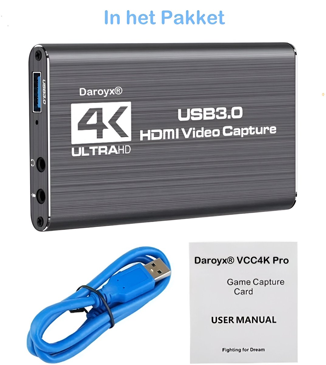 Daroyx® VCC4K Pro Video Capture Card - USB-A 3.0 - HDMI 4K@60Hz - Geschikt als Game Capture - Antraciet thumbnail 8