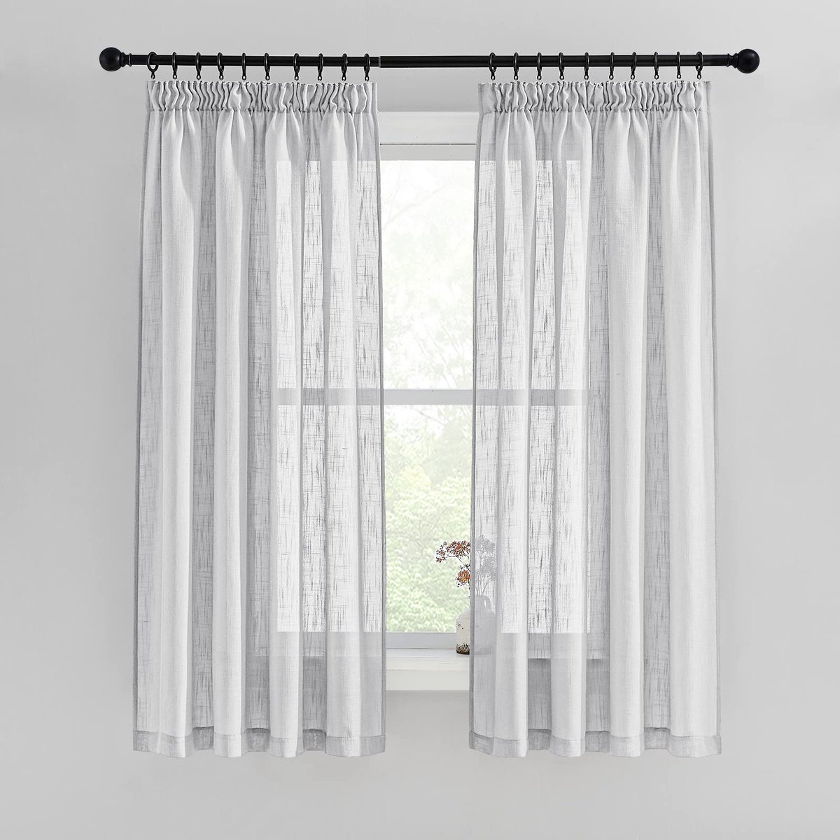 Ibenzoa Stijlvolle Lichtgrijze Woonkamergordijnen Met Linnenlook in Semi-Transparante Stof, 160x140 cm, Set van 2 lichtgrijs