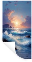 Muurstickers - Sticker Folie - Golven - Zee - Kleurrijk - Rotsen - 20x40 cm - Plakfolie - Muurstickers Kinderkamer - Zelfklevend Behang - Zelfklevend behangpapier - Stickerfolie