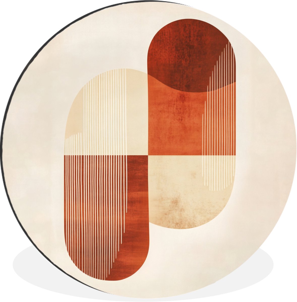 WallCircle Wandcirkel - Muurcirkel - Bogen - Beige - Vormen - Aluminium - Dibond - 60x60 cm - Binnen en Buiten Vormen – Modern
