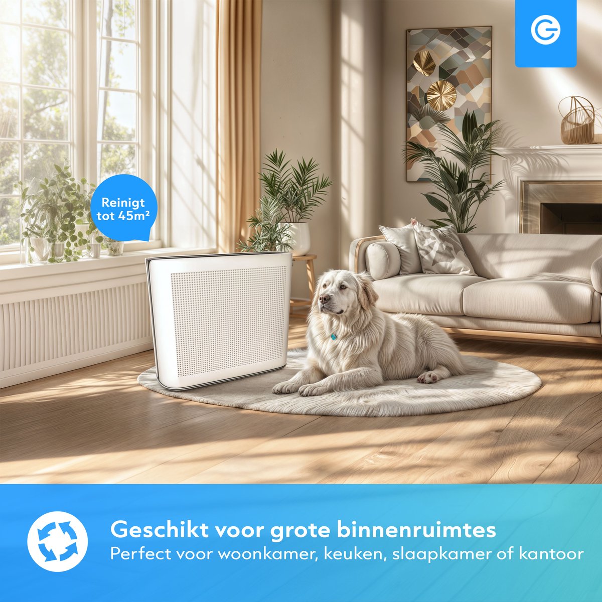 Luchtreiniger XL met App - 360 m3 - Air Purifier - Luchtreinigers met HEPA Filter en Ionisator - Werkt tegen Huisstofmijt, Hooikoorts, Allergie - Silvergear — afbeelding 5