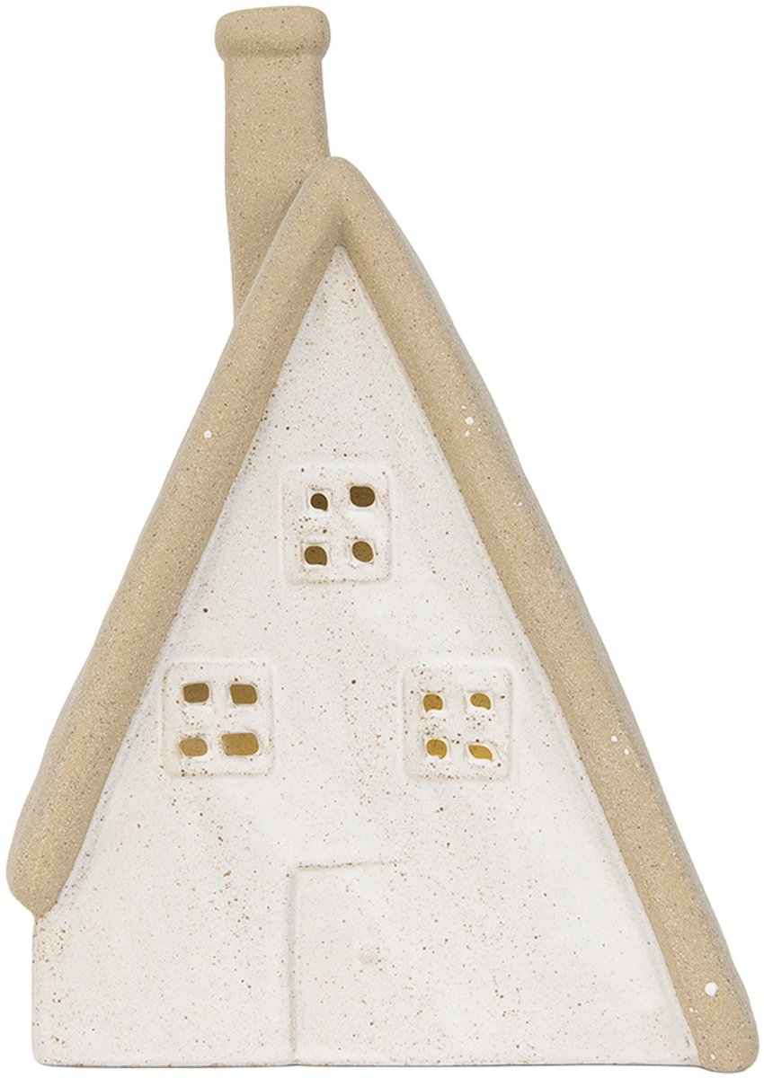 Decoratie Huis met LED 9x7x13 cm Beige Keramiek