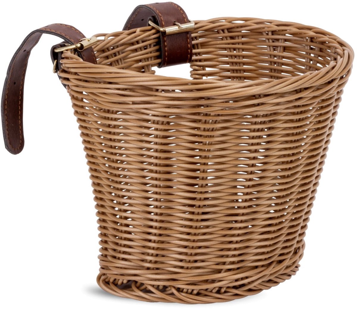 sun baby Fietsmand kinderfiets, rieten mand voor step, leren riemen, universeel (12, 14, 16 inch), verschillende kleuren beschikbaar - Bruin