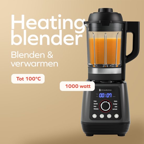 KitchenBrothers Blender - Thermoblender - 1.75L - Kookfunctie - 700+1000W - Smoothie Maker - IJscrusher - Zwart van KitchenBrothers — afbeelding 3