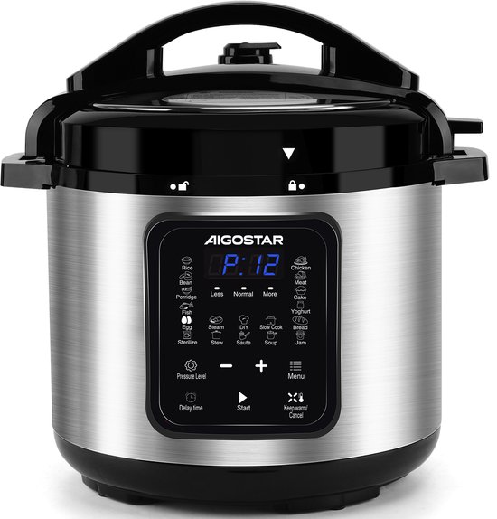 Aigostar Derrick - Pressure Multicooker - 6 Liter - Snelkookpan - Slow Cooker - Rijstkoker - Stomer
