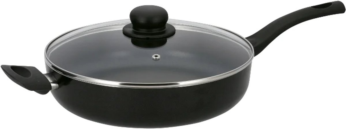 SILVERCREST® Hapjespan 28 cm - Geschikt voor alle kookplaten, behalve inductie - Praktische deksel, robuuste handgreep en een antiaanbaklaag - Vaatwasserbestendig