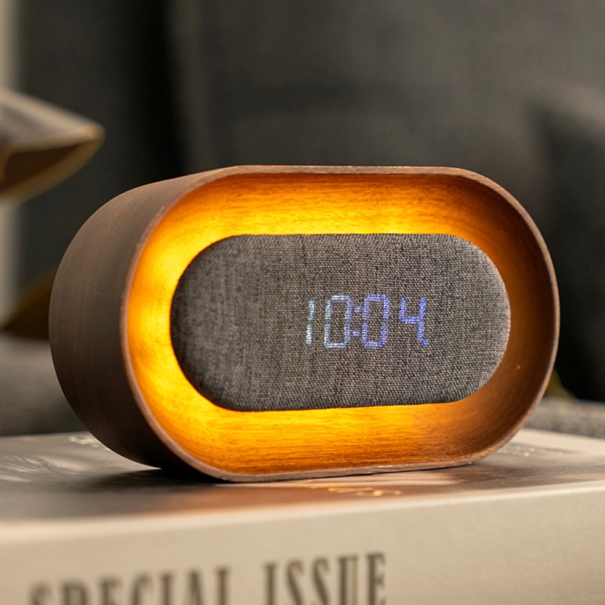 Gingko - Lumos Clock Oval Walnut - wekker