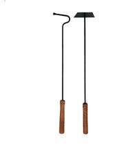 Haardset: Vuurpook en Asschuiver -55 cm - aspook - staal - zwart - hout - vuurkorf accessoire