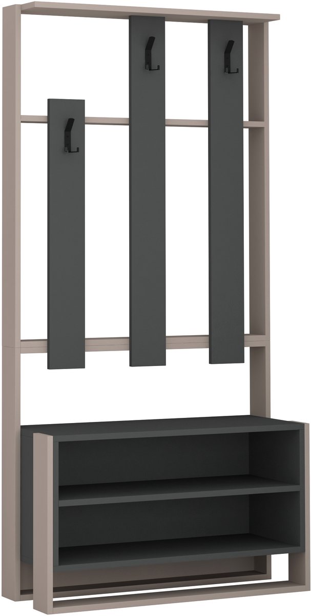 Hocus Picus Kapstok Staand - Licht Mokka/Antraciet Grijs - 36x180 cm