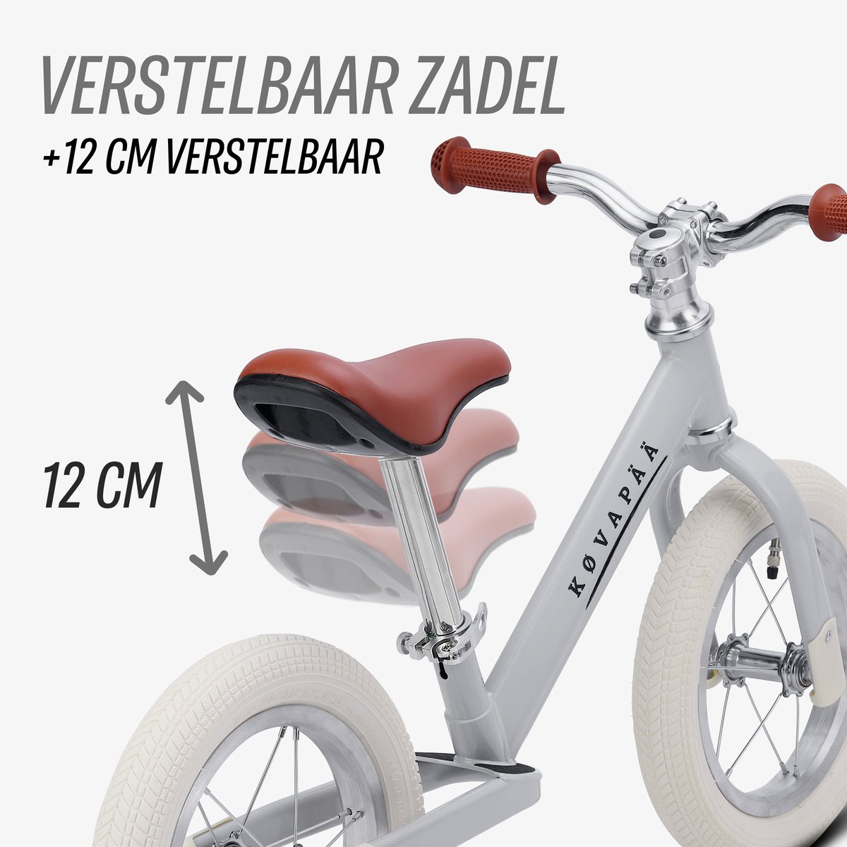 Køvapää - Loopfiets - Met Naamsticker - loopfiets 2 jaar - luchtbanden - 12 inch - Grijs — afbeelding 5