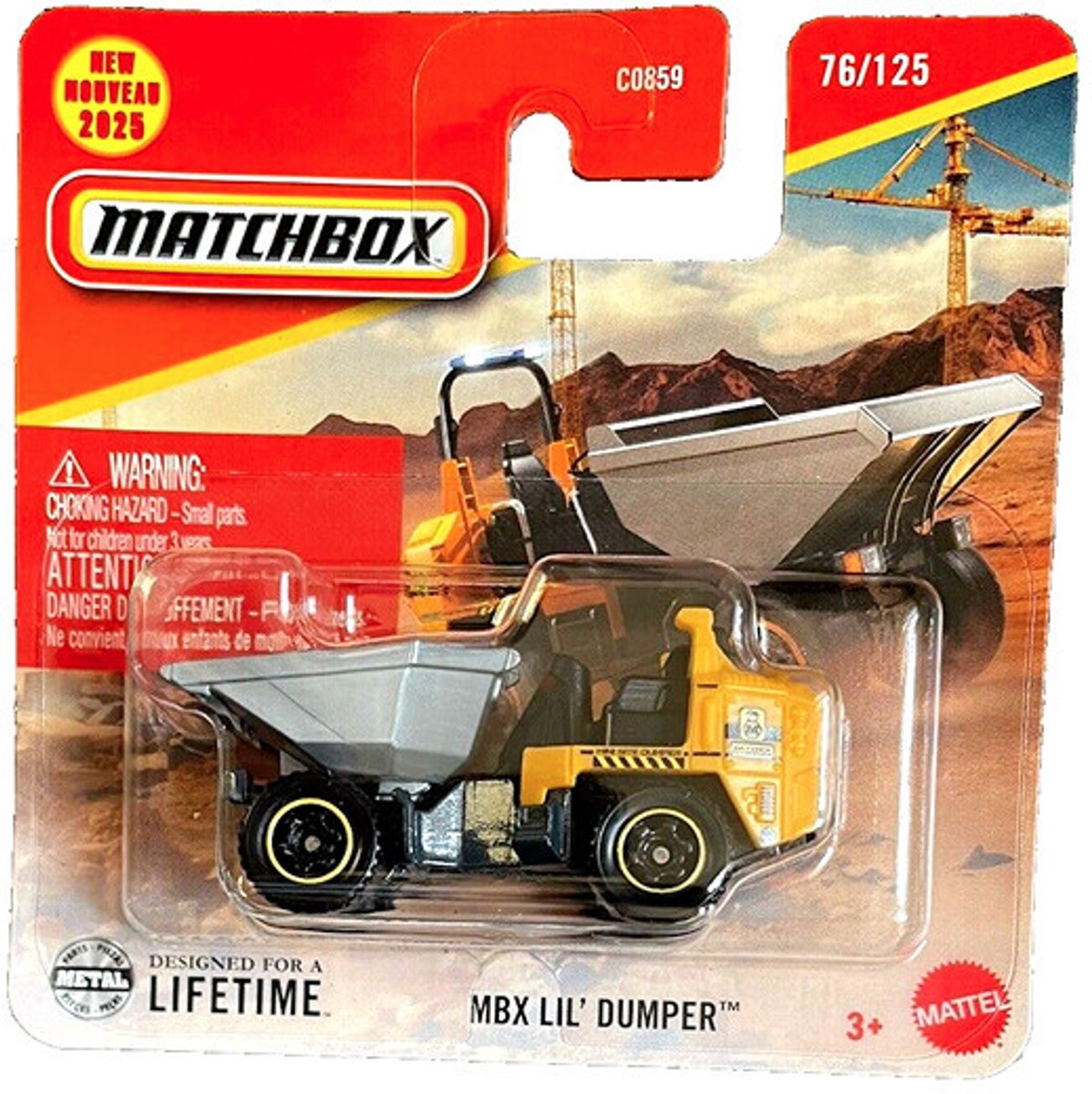 MATCHBOX MBX LIL DUMPER 76-125 YELLOW GREY KIEPER (JBR20) 1:64 METAL SHORT CARD