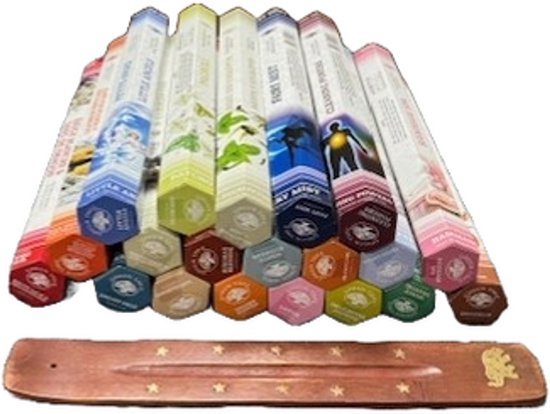 BUYXL Green Tree - Encens - 20 paquets x 20 bâtonnets = 400 parfums d'encens différents - paquet d'encens - Créez une atmosphère enchanteresse avec notre paquet Encens indien et porte-encens gratuit !