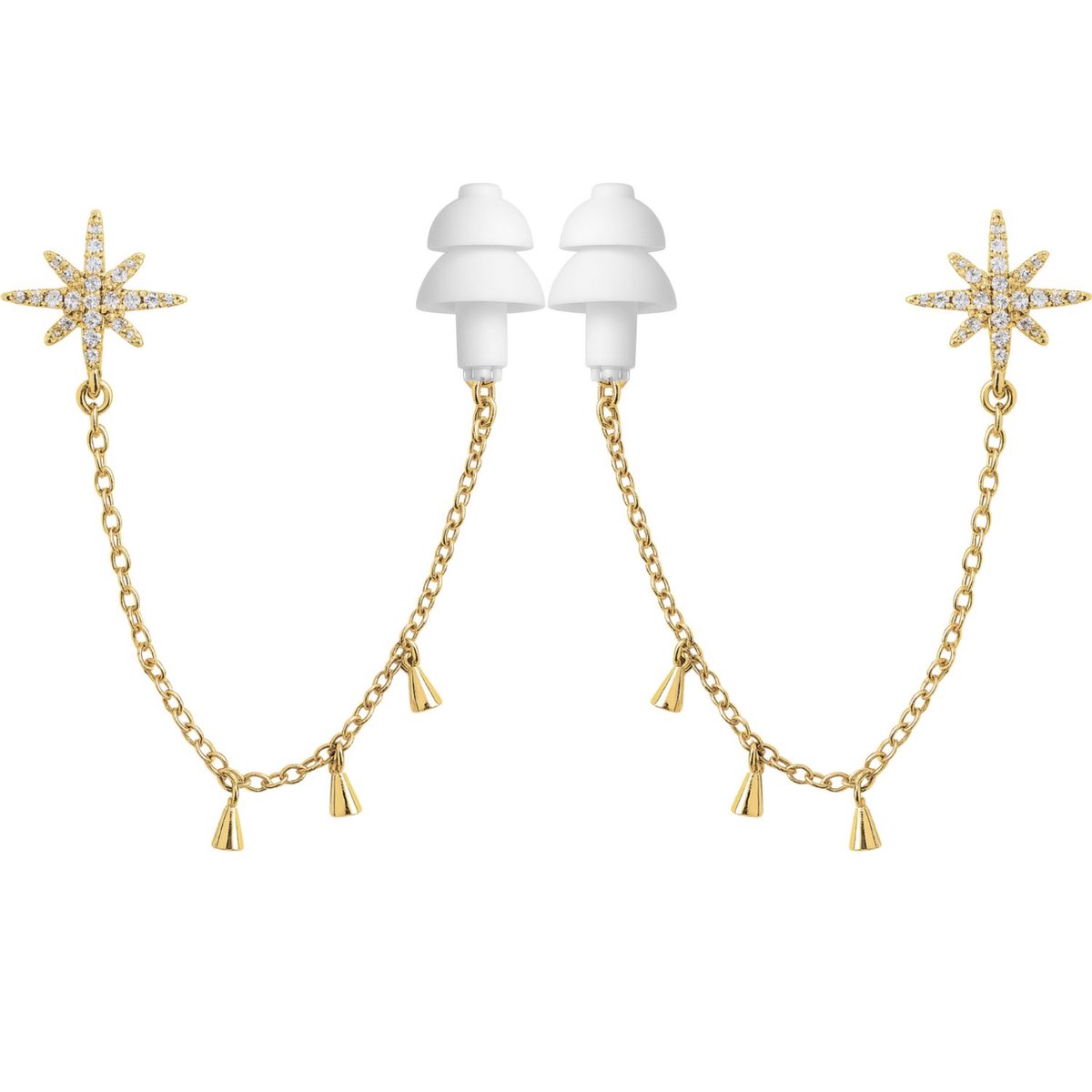 Earcuffs Voor Oordopjes - (Ster Kwastjes) - Oordopjes Festival - Oordoppen - Oorbellen Dames - Te Gebruiken Met Airpods - Goudkleurig