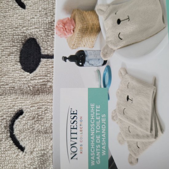 2 x baby Washandjes - dier - beer - crèmekleurig - 100% katoen van Merkloos — afbeelding 2