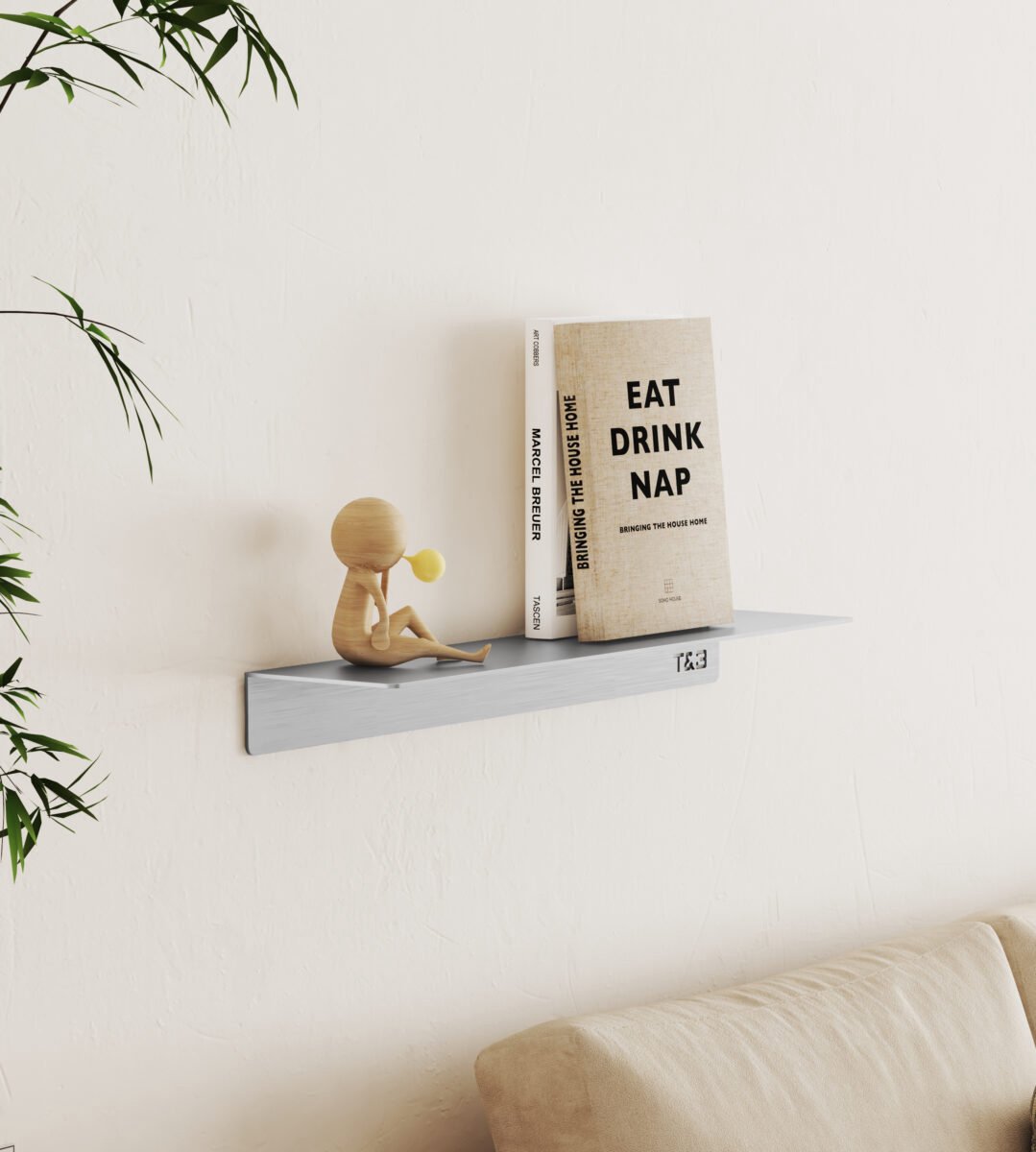 Nortiq T&B badkamerwandplank – T1 groot – geborsteld aluminium