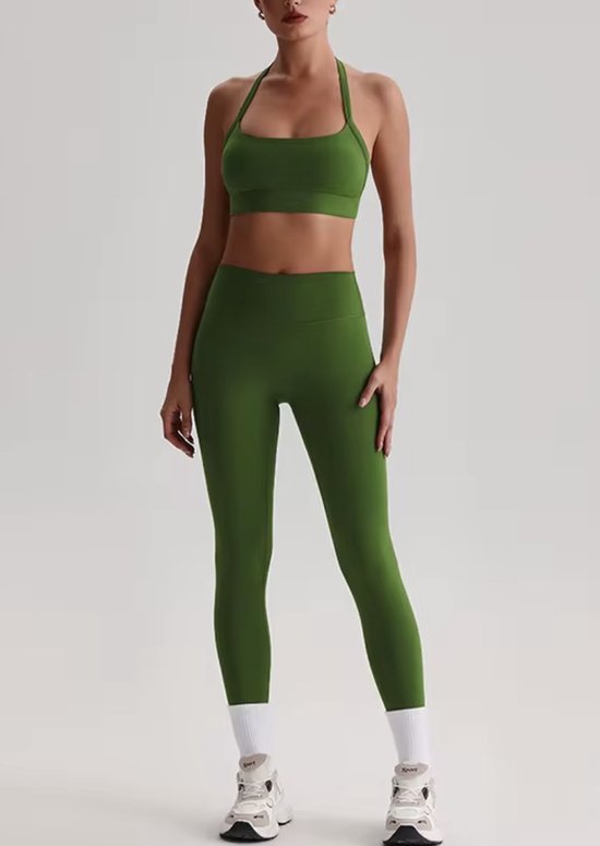 Set de sport Vibrant Elements - Taille L - Vert forêt - Ensemble 2 pièces : soutien-gorge et legging - Vert - Ensemble de sport sans coutures pour femme