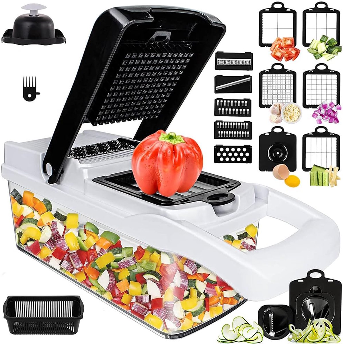 Ibenzoa® Multifunctionele 22-in-1 Keukensnijder met Spiraalsnijder en Rasp voor Groenten en Kaas
