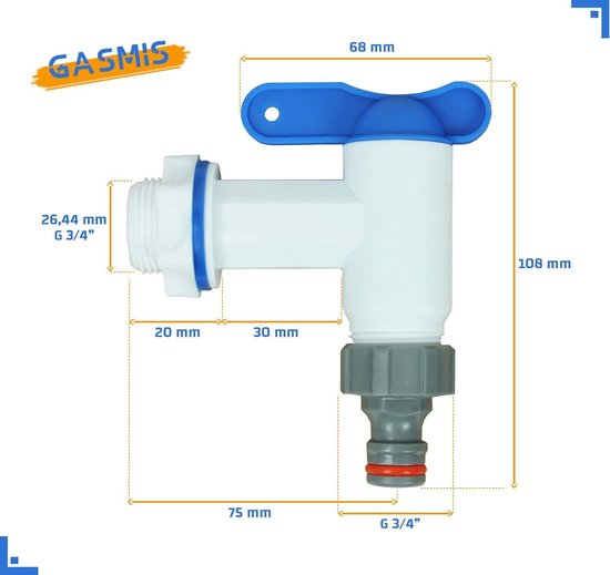 Kraan voor Roto Regenton 3/4 inch - EM Garden