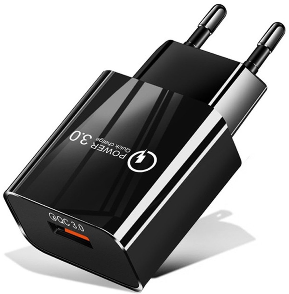 USB 18W Snellader voor Mobiele Telefoons en Tablets - Universele Oplader Adapter - zwart