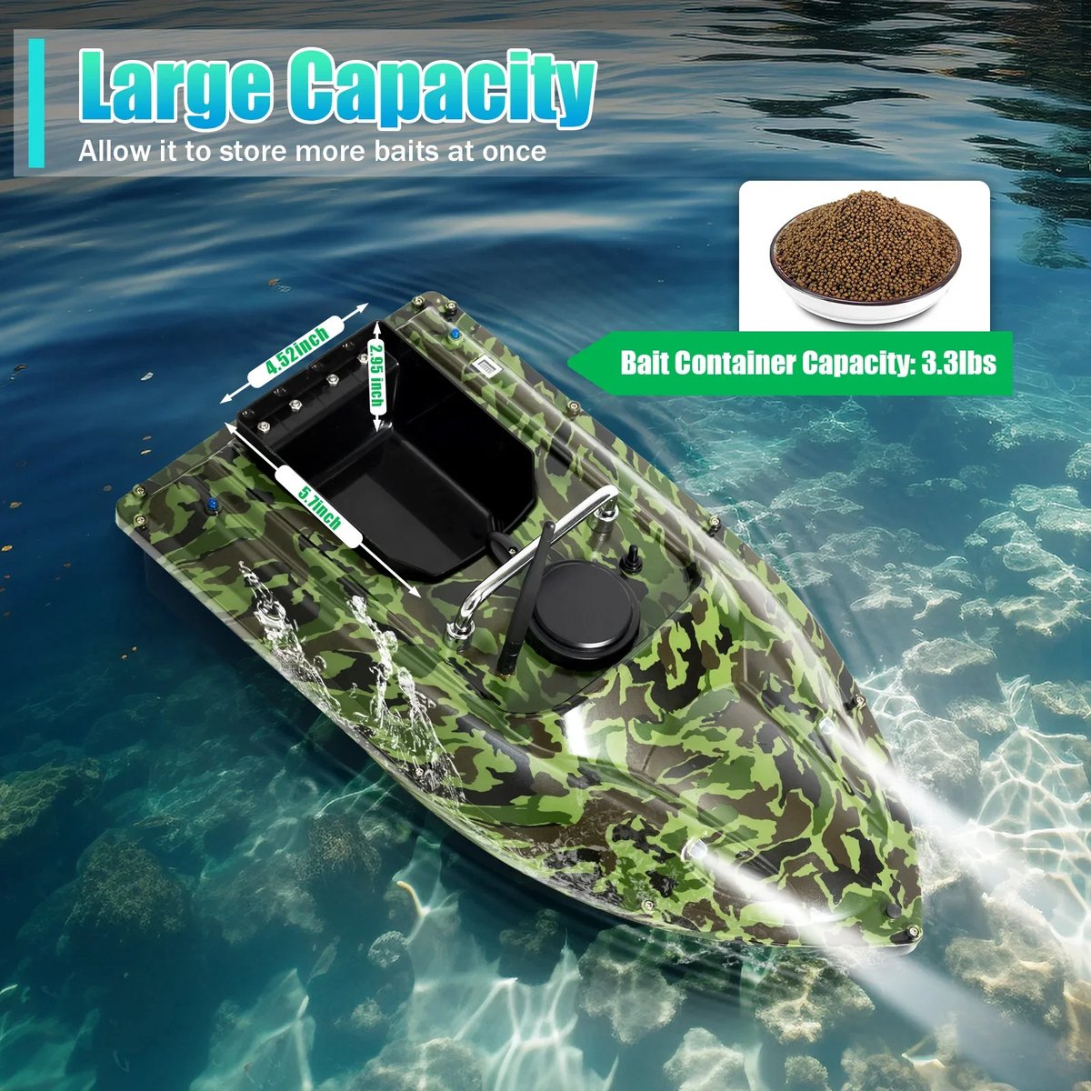 CINKFISH™ RC voerboot 3,3 lb – 500 m Afstandsbediening – Dubbele Motoren – Cruise Control – Nachtverlichting - Voor visaas