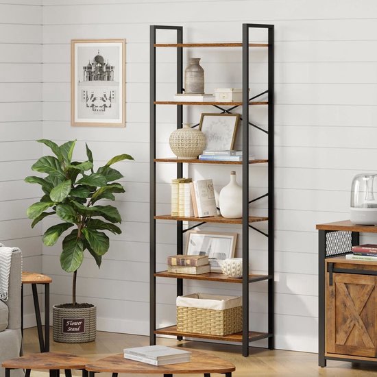 Grote open boekenkast industrieel – 6 planken – Zents XL IN-HOMEXL – 165 cm