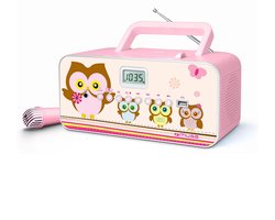 Muse M-29KP - Draagbare radio/CD-/MP3-speler met microfoon, roze
