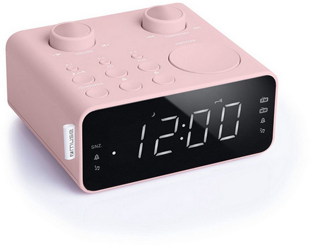 Muse M-17CPK - Digitale wekkerradio met groot display, roze