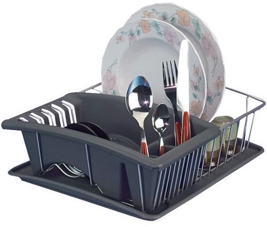 Metaltex - Égouttoir avec Bac d'Égouttage - 3 en 1 - Argenté - 35x30x12 cm