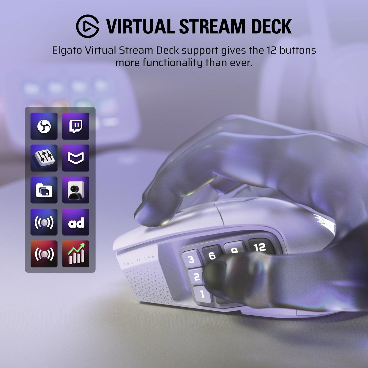 Corsair Scimitar Elite - Draadloze Gaming Muis thumbnail 6