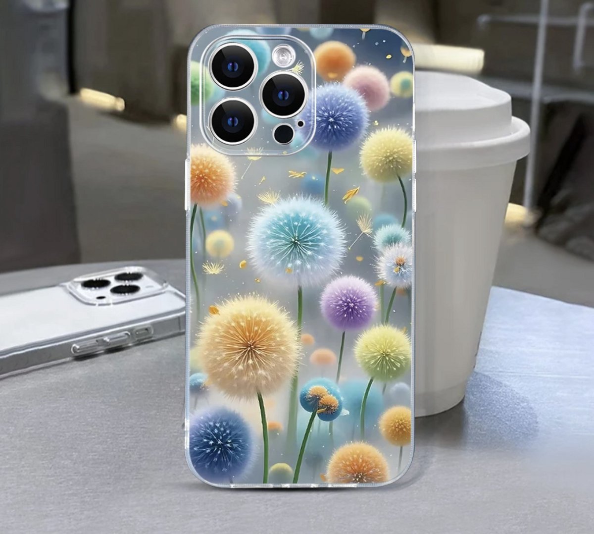 Iphone hoesje - Iphone 16 pro Paardenbloem Patroon Premium - verjaardag cadeau - cadeau - Apple